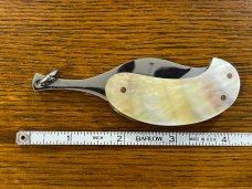 Leaf Hidden Knife Pendant -- Exquisite Finely Crafted 2.6 Ounce w/Golden Mother of Pearl Scales