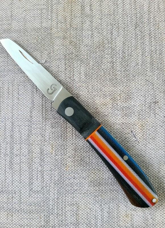 Grayson Jennings Curved Barlow..Sheepsfoot..Blanket Micarta scales..black bolsters..3.75 clsd..coa Grayson Jennings Curved Barlow..Sheepsfoot..Blanket Micarta scales..black bolsters..3.75 clsd..coa