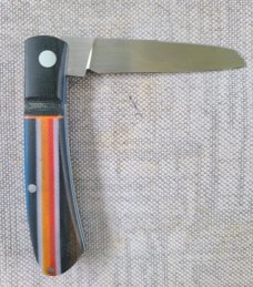 Grayson Jennings Curved Barlow..Sheepsfoot..Blanket Micarta scales..black bolsters..3.75 clsd..coa