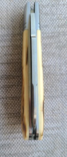 Jennings Raptor..Mammoth Ivory and Cpm154..Ringed bolsters..arrowhead shield..coa & box. 3.5"