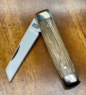 A. Wright & Son "Senator" Gentleman"s pocket knife with Oak handles and custom back spring filing