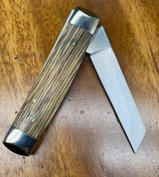 A. Wright & Son "Senator" Gentleman"s pocket knife with Oak handles and custom back spring filing
