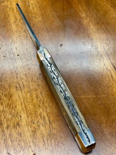 A. Wright & Son "Senator" Gentleman"s pocket knife with Oak handles and custom back spring filing