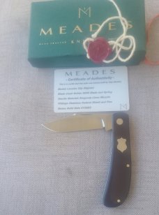Thys Meades Lanny Clip...Burgundy Micarta hi sheen...N690...4" closed...hi polish steel..coa/box.