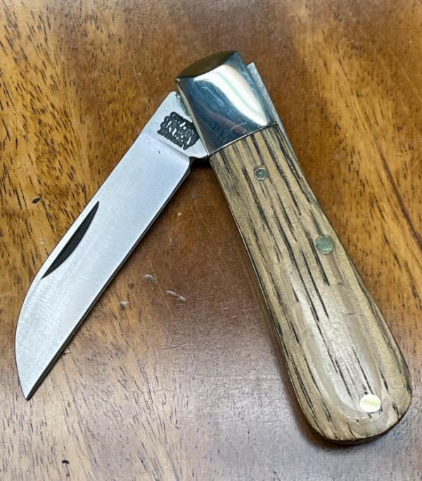 A. Wright & Son, Traditional Barlow pocket knife with Wharncliffe blade and Whisky Oak Handles