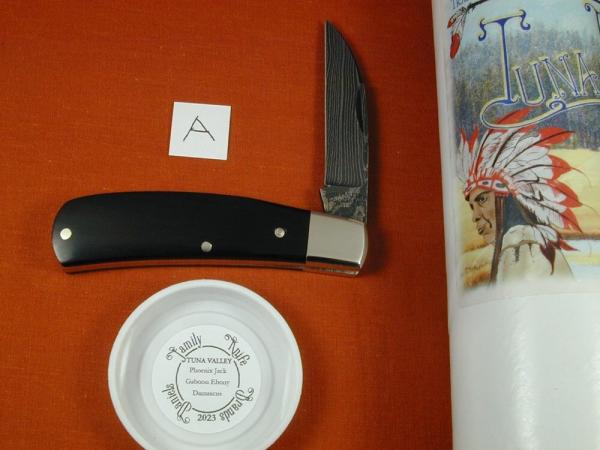 Tuna Valley Cutlery Gabon Ebony Damascus Phoenix Jack Knife Super Rare 1 of 70 COA USA Made   