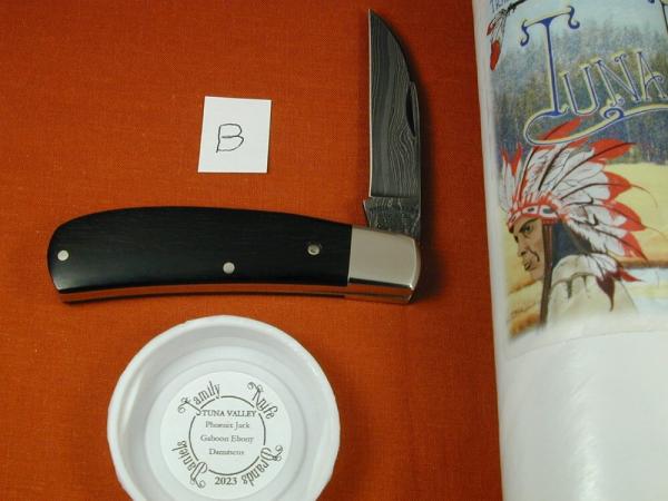 Tuna Valley Cutlery Gabon Ebony Damascus Phoenix Jack Knife Super Rare 1 of 70 COA USA Made B Tuna Valley Cutlery Gabon Ebony Damascus Phoenix Jack Knife Super Rare 1 of 70 COA USA Made B