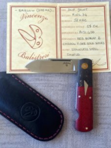Vincenzo Balistreri EO Spear Barlow..Dble shields & long pulls...Fools Gold Bolsters & Red Micarta 
