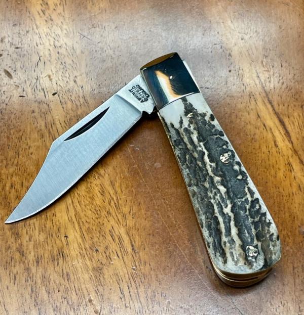 A. Wright & Son, Sheffield England Classic Barlow pocket knife with Clip Blade and Stag Handles