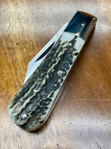 A. Wright & Son, Sheffield England Classic Barlow pocket knife with Clip Blade and Stag Handles