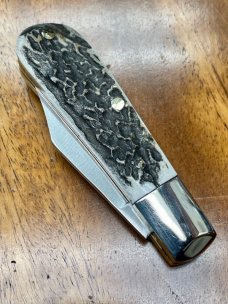 A. Wright & Son, Sheffield England Classic Barlow pocket knife with Clip Blade and Stag Handles
