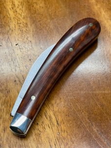 A Wright & Son "Ettrick" Carving Knife with Snakewood Handles and Curved Wharncliffe Blade