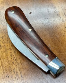 A Wright & Son Peach Pruning (Swayback) Knife with Snakewood Scales and curved Wharncliffe blade