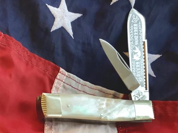 Bulldog Brand Hefty Gunstock Knife w/ Fiery Mother of Pearl Handles -NOS & Minty Bulldog Brand Hefty Gunstock Knife w/ Fiery Mother of Pearl Handles -NOS & Minty