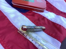 Bear & Son Custom 2 Blade Razor Trapper Knife w/ Abalone Handles & Damascus Blades