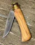 Antonini "Old Bear" Olive wood Outdoor Knife with Clip Point Blade and Brass locking ring (L)