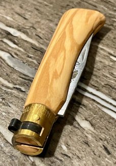 Antonini "Old Bear" Olive wood Outdoor knife with Clip Point blade and brass locking ring (M)