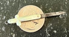 Antique Miniature Folding Knife, England, Mother Of Pearl Cross Crucifix Shape Handle 