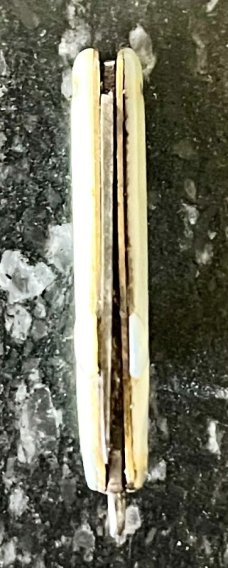 Antique Miniature Folding Knife, England, Mother Of Pearl Cross Crucifix Shape Handle 