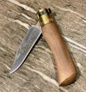 Antonini "Old Bear" Walnut Outdoor knife with Clip Point blade and brass locking ring (XS)