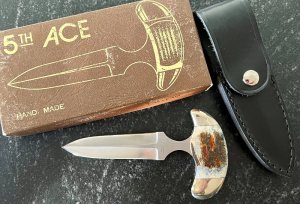 Vintage Taylor Cutlery 5th Ace Push Dagger Knife, Japan, Original Box & Sheath, Unused