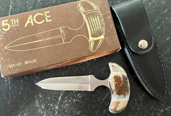 Vintage Taylor Cutlery 5th Ace Push Dagger Knife, Japan, Original Box & Sheath, Unused Vintage Taylor Cutlery 5th Ace Push Dagger Knife, Japan, Original Box & Sheath, Unused