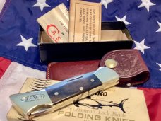 1980 Case xx Mako Shark Folding Hunter w/ Pretty Wood Handles (P158 LSSP) +Orig Sheath & Box -NOS