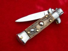 Italian 4-3/4" Genuine Stag swedge grind Stiletto knife