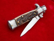Italian 4-3/4" Genuine Stag swedge grind Stiletto knife