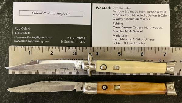 2 Colonial Shur-Snap Fishtail Switchblades, Used 2 Colonial Shur-Snap Fishtail Switchblades, Used