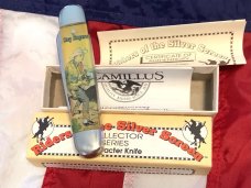 Vintage Camillus 2 Blade Large Cigar Knife w/ Riders of the Silver Screen Handles -Roy Rogers -NOS