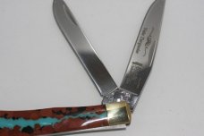 SANTA FE STONEWORKS & H & R TURQUOISE VEIN ROCK POCKET KNIFE TRAPPER 1-300