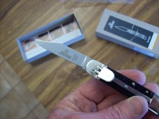 Hubertus Knife Solingen, Germany Small 08 Exotic Black Ebony Wood 5 3/4 " Open Lilyput NIB