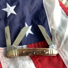 Bulldog Brand 1983 Congress Tobacco Blade Etch w/ Great Stag Handles