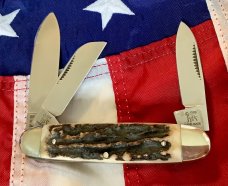 Rare Bulldog Brand Polly & Grace 1999 Cattle Stockman Knife w/ Super Stag Handles -NOS & NM/M