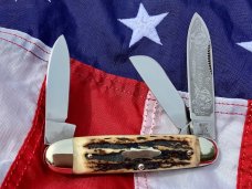Rare Bulldog Brand Polly & Grace 1999 Cattle Stockman Knife w/ Super Stag Handles -NOS & NM/M