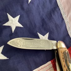 Rare Bulldog Brand Polly & Grace 1999 Cattle Stockman Knife w/ Super Stag Handles -NOS & NM/M