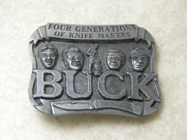 Buck Knives and SMKW Four Generations of Knife Makers Signed Belt Buckle