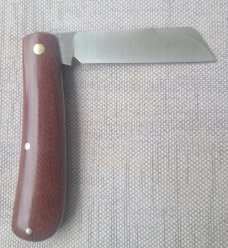 Menefee Lambsfoot Swayback..A2 steel..4" closed. .Crosscut Micarta scales...impressive swedge & pull
