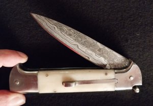 9" Handmade Eaglehead Switchblade with Damascus Blade