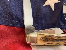 Vintage 1984 Bulldog Brand Stockman “Kentucky Tobacco King” Blade Etch w/ Great Deer Stag Handles