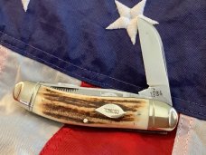 Vintage 1984 Bulldog Brand Stockman “Kentucky Tobacco King” Blade Etch w/ Great Deer Stag Handles