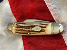 Vintage 1984 Bulldog Brand Stockman “Kentucky Tobacco King” Blade Etch w/ Great Deer Stag Handles