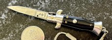 Miniature Keychain Switchblade Knife, Italy, Anchor Over Inox, Black Plastic Handle, Original Box