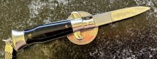 Miniature Keychain Switchblade Knife, Italy, Anchor Over Inox, Black Plastic Handle, Original Box