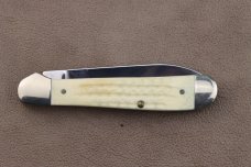 2000 CASE XX 6249W SS COPPERHEAD WITH WARNCLIFF BLADE ANTIQUE WHITE JIGGED BONE