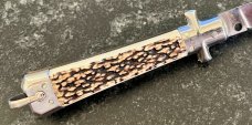 1960's Bargeon Switchblade Knife, Imitation Stag Handle, France, Unused