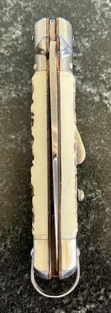 1960's Bargeon Switchblade Knife, Imitation Stag Handle, France, Unused