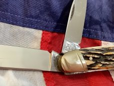 1 of 228 Bulldog Brand Tobacco Congress w/ S&D Our Best Blade Etch w/ Gnarly Stag Handles -NOS