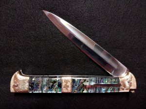 13" Double Eagle Picklock Switchblade with Abalone handles.